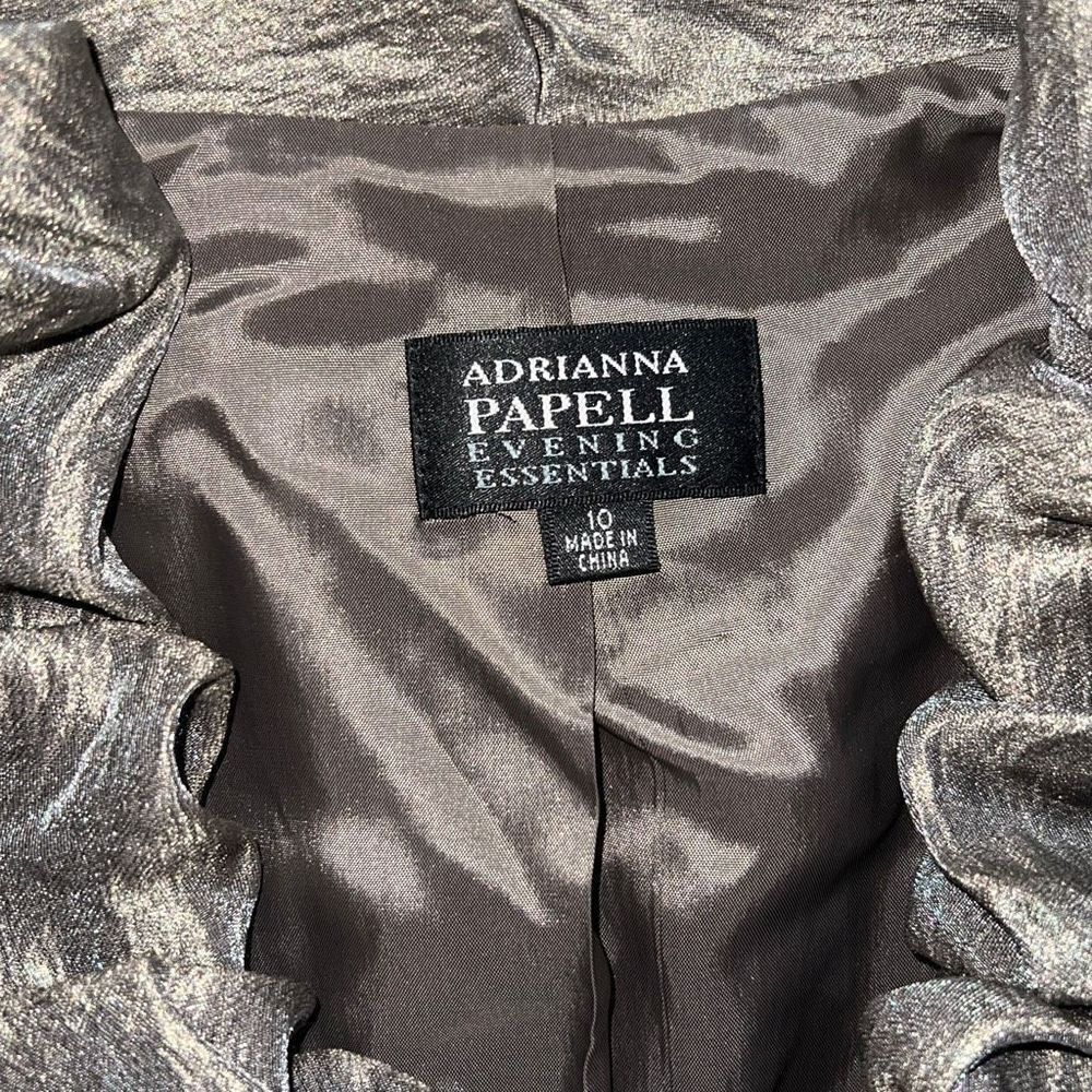 New Adrianna Papell Victorian Ruffled Metallic Gold Evening Dress Topper Women - Picture 3 of 7
